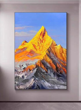 大芬村油画手绘油画日照金山玄关挂画客厅沙发装饰画抽象肌理画