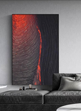 轻奢肌理感黑色玄关客厅现代装饰画过道背景挂画红色艺术抽象壁画