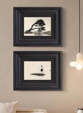 山本昌南黑白摄影法式中古风客厅装饰画美式小众复古卧室玄关挂画