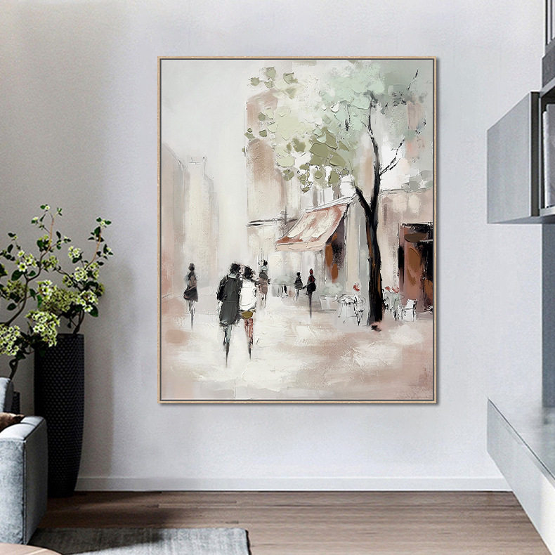 源头工厂艺术手绘油画轻奢北欧风街景壁画挂画客厅背景墙装饰画