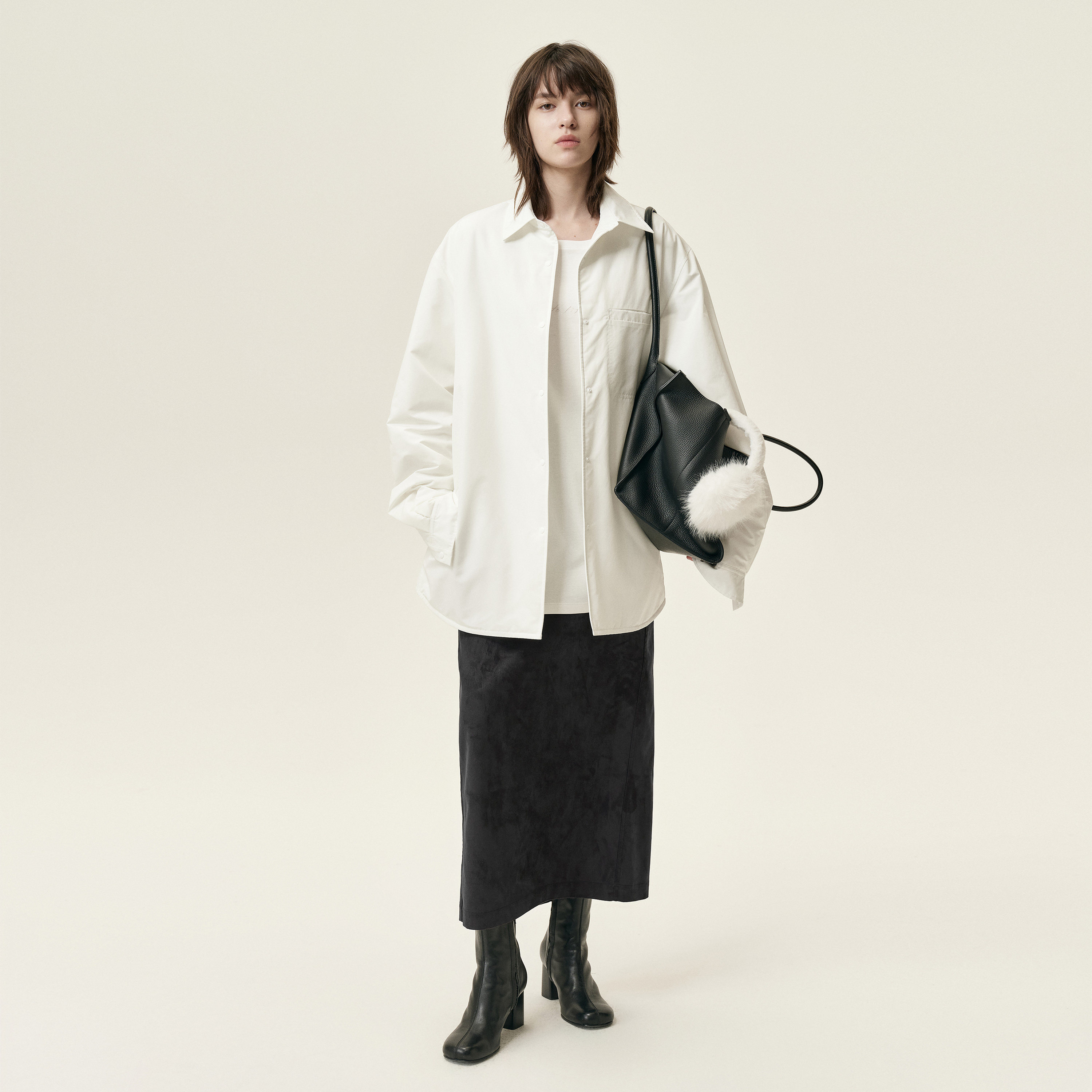 白弓極简设计感衬衫式棉衣外套女可外穿内胆多功能上衣秋冬56692