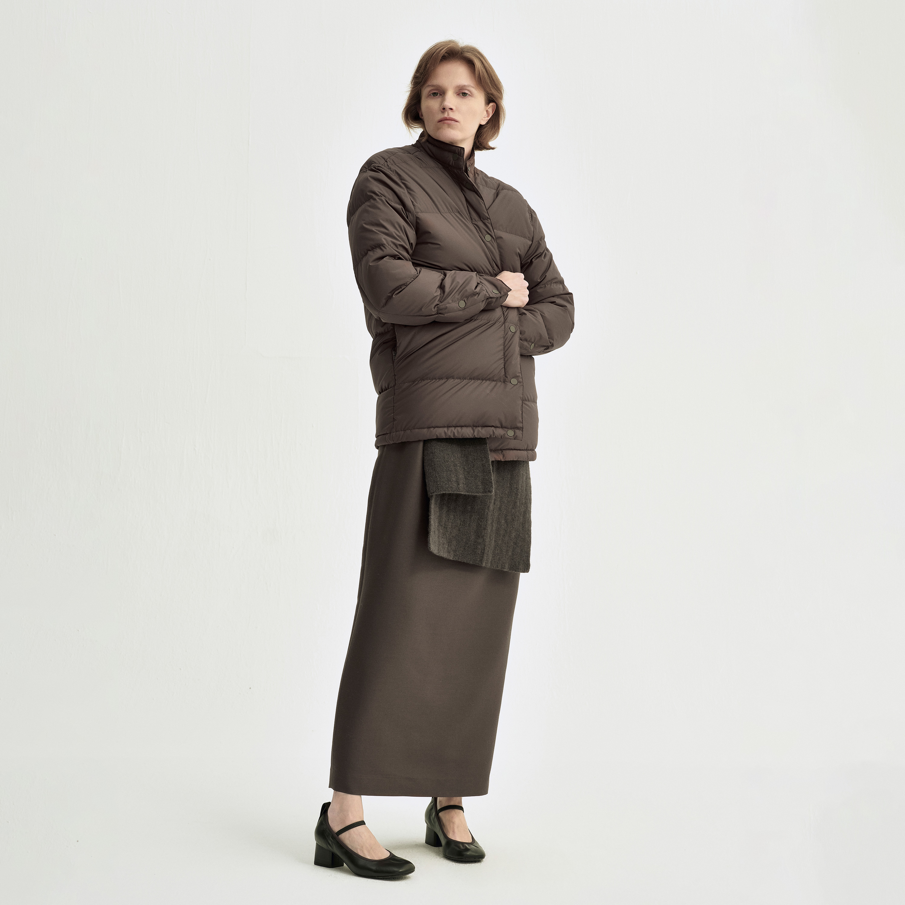 白弓2024年冬季新款新国标白鸭绒服外套女立领保暖羽绒服52655