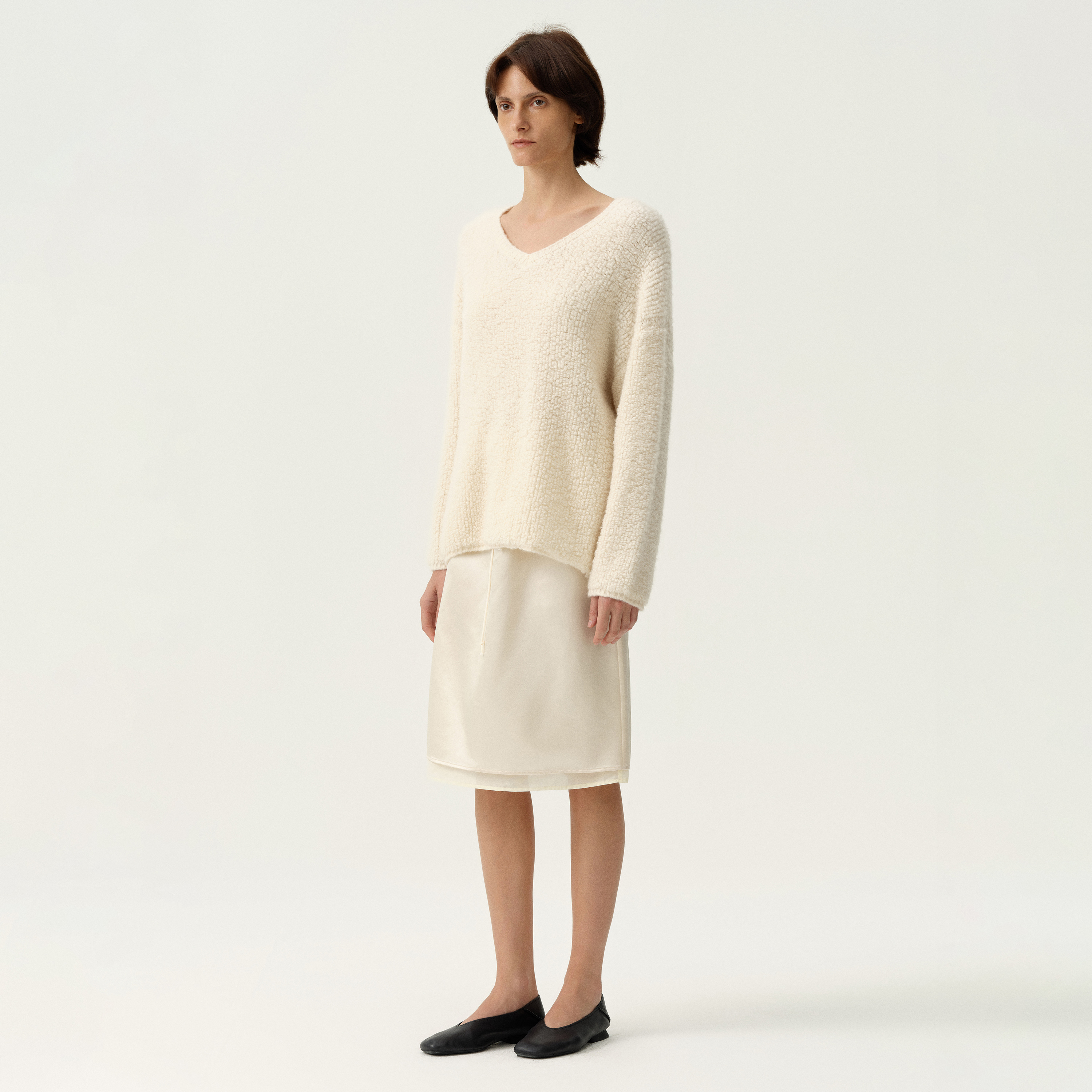 白弓通勤40mm真丝羊毛半身中裙