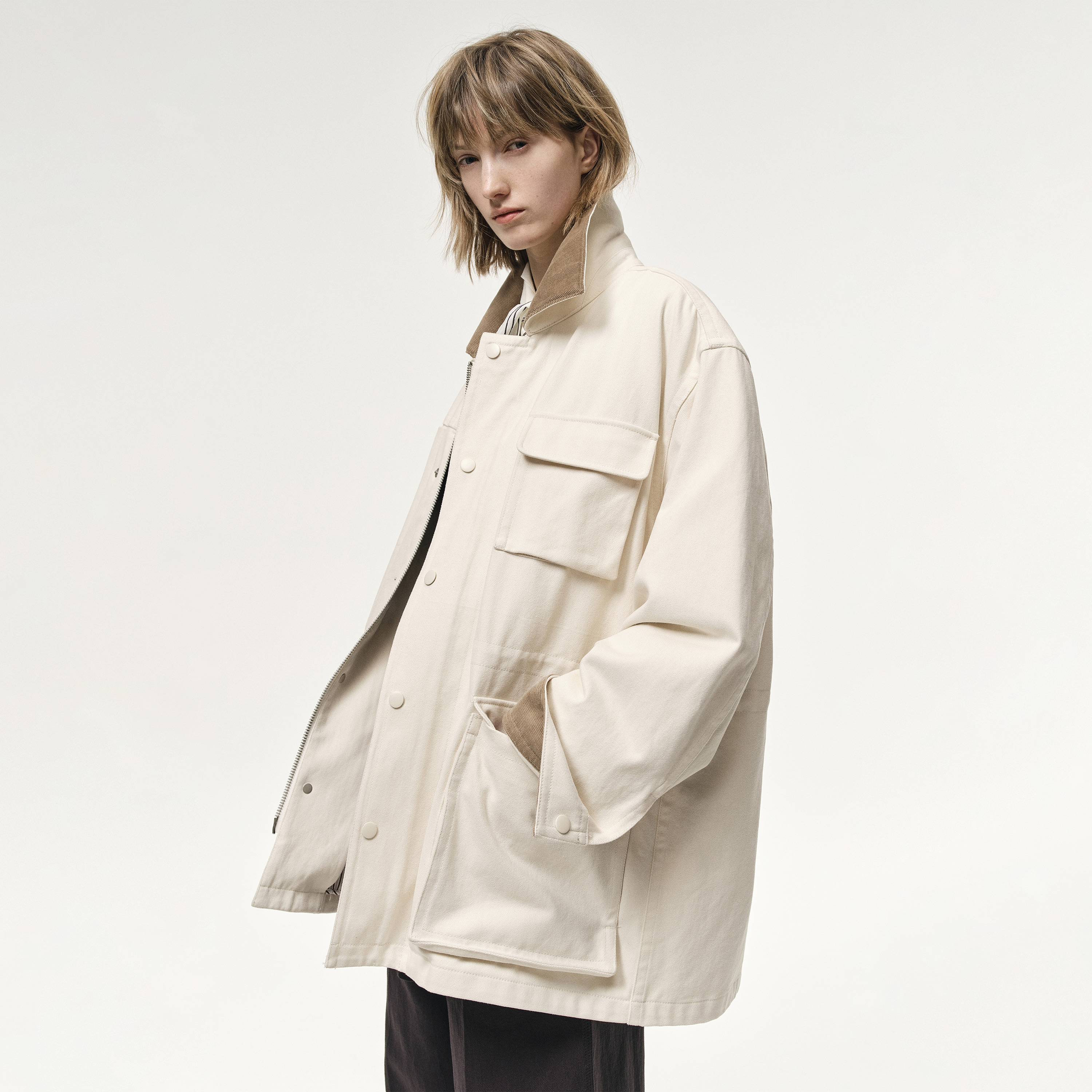 白弓可拆卸多穿工装夹克棉衣外套女2025年冬季新款56683