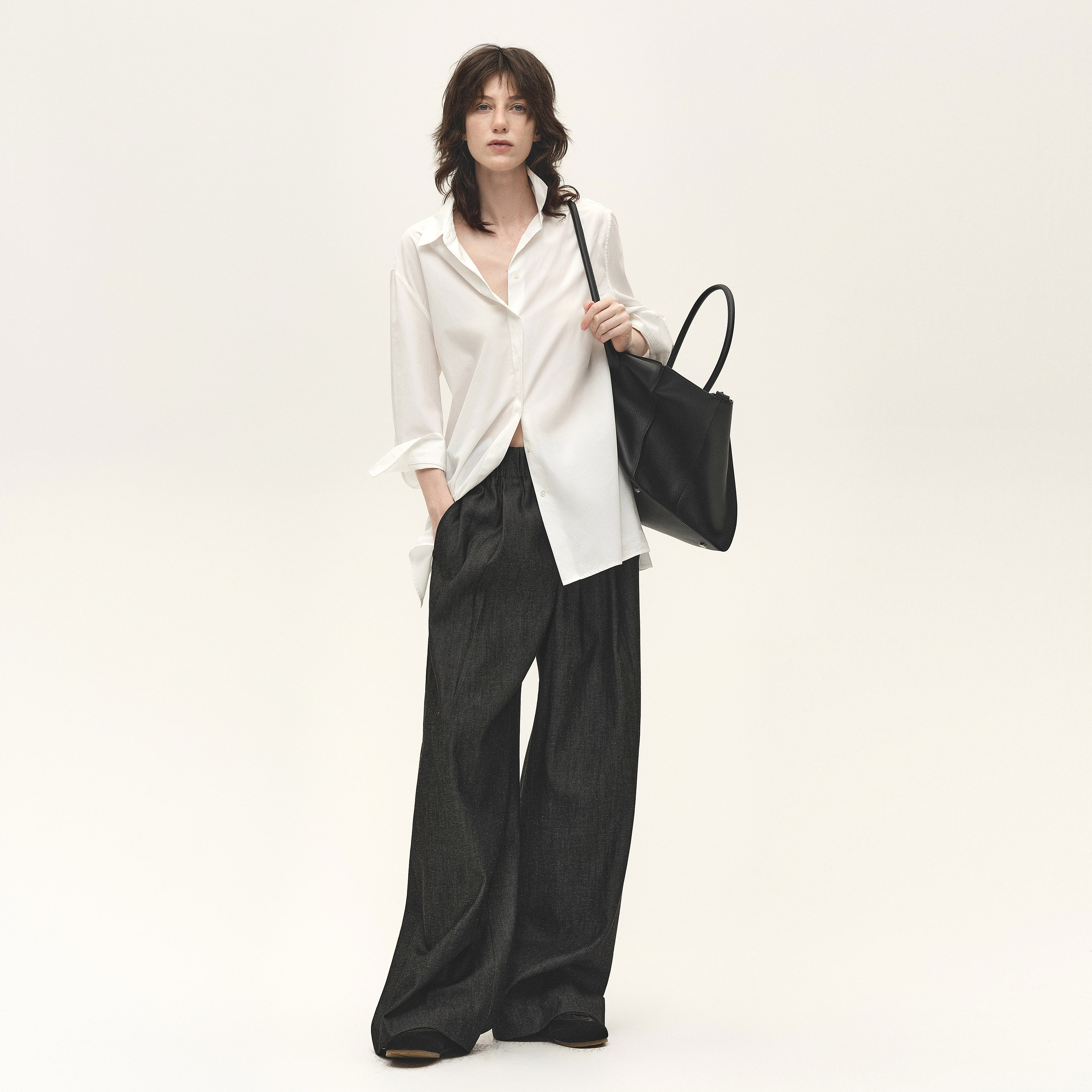 白弓2025年秋季新款加厚宽松松紧腰汉麻休闲裤长裤子女56258