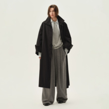 白弓气质设计立领宽松鹅绒羽绒服外套女风衣式长款大衣冬季38920