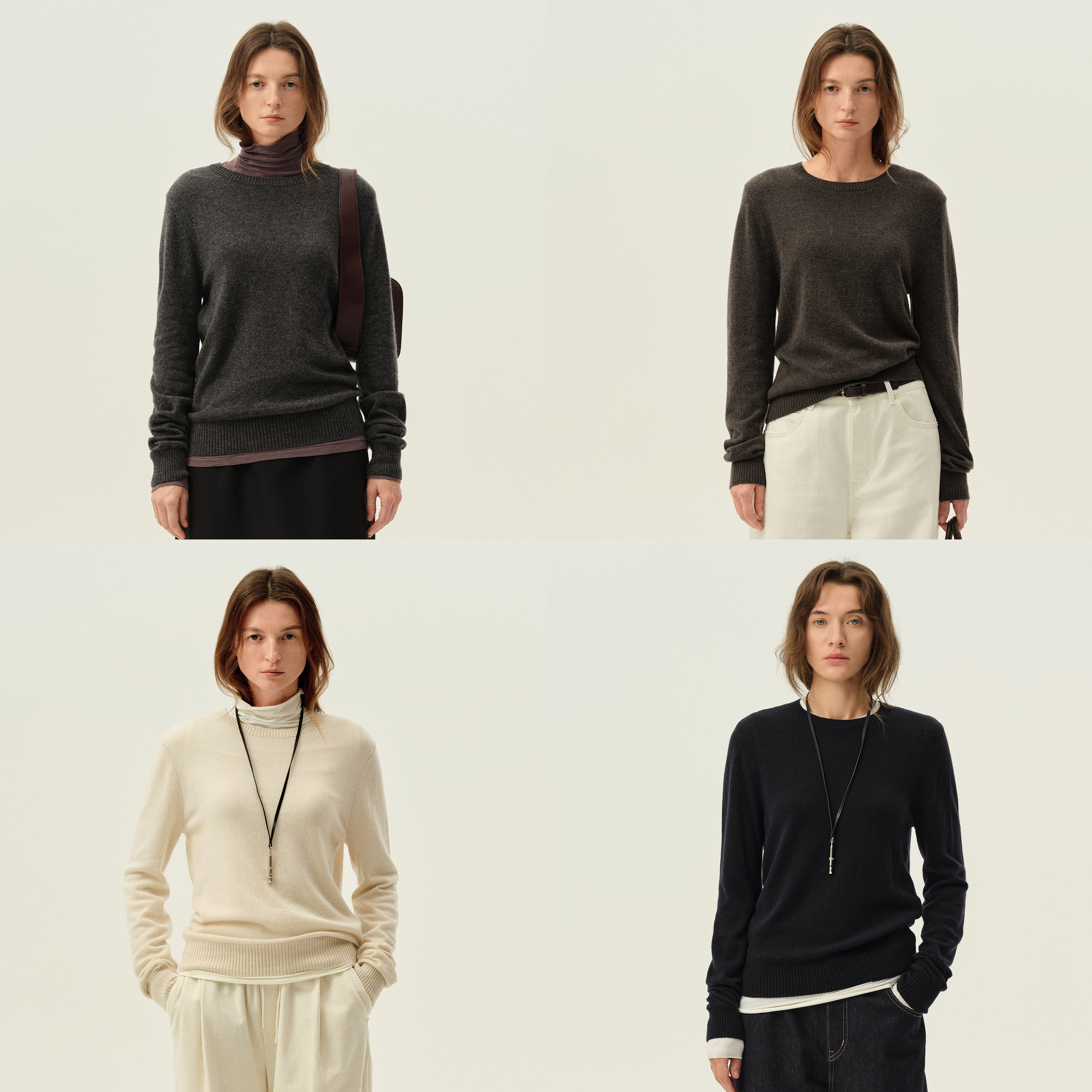 白弓意大利正版L&F联名100%羊绒毛衣女经典版套头毛衫上衣冬51531