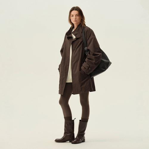 白弓通勤廓形宽松中长款加绒加厚棉衣女棉服外套2024年冬季52733