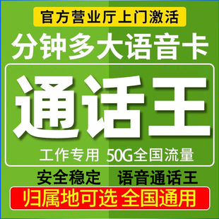 手机电话卡纯打电话语音卡超长通话卡2000分钟快递专用外卖骑士卡