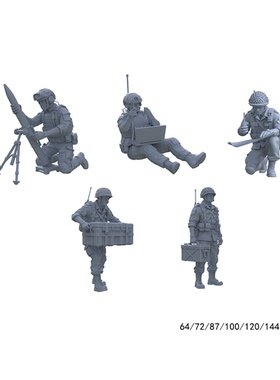 军模兵人 5 人套装3D 打印 反坦克手 / 通讯兵 / 测绘兵 / 后勤兵