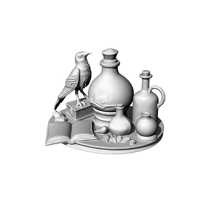 老姚 仿真微缩迷你魔法药剂台场景模型树脂3d打印模型+透明盒