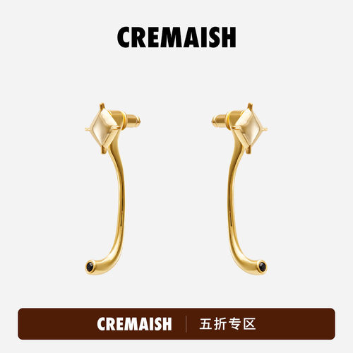 CREMAISH铜镀18k金Louvre长耳钉