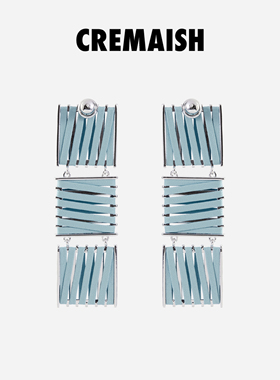 CREMAISH方片吊坠耳环Triple Square Earrings 轻奢高级牛皮耳饰