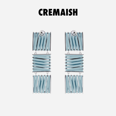CREMAISH铜镀银編織牛皮耳环
