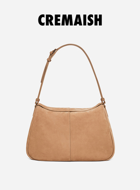CREMAISH 保龄球包 轻奢时尚头层磨砂皮通勤百搭大软包单肩包女