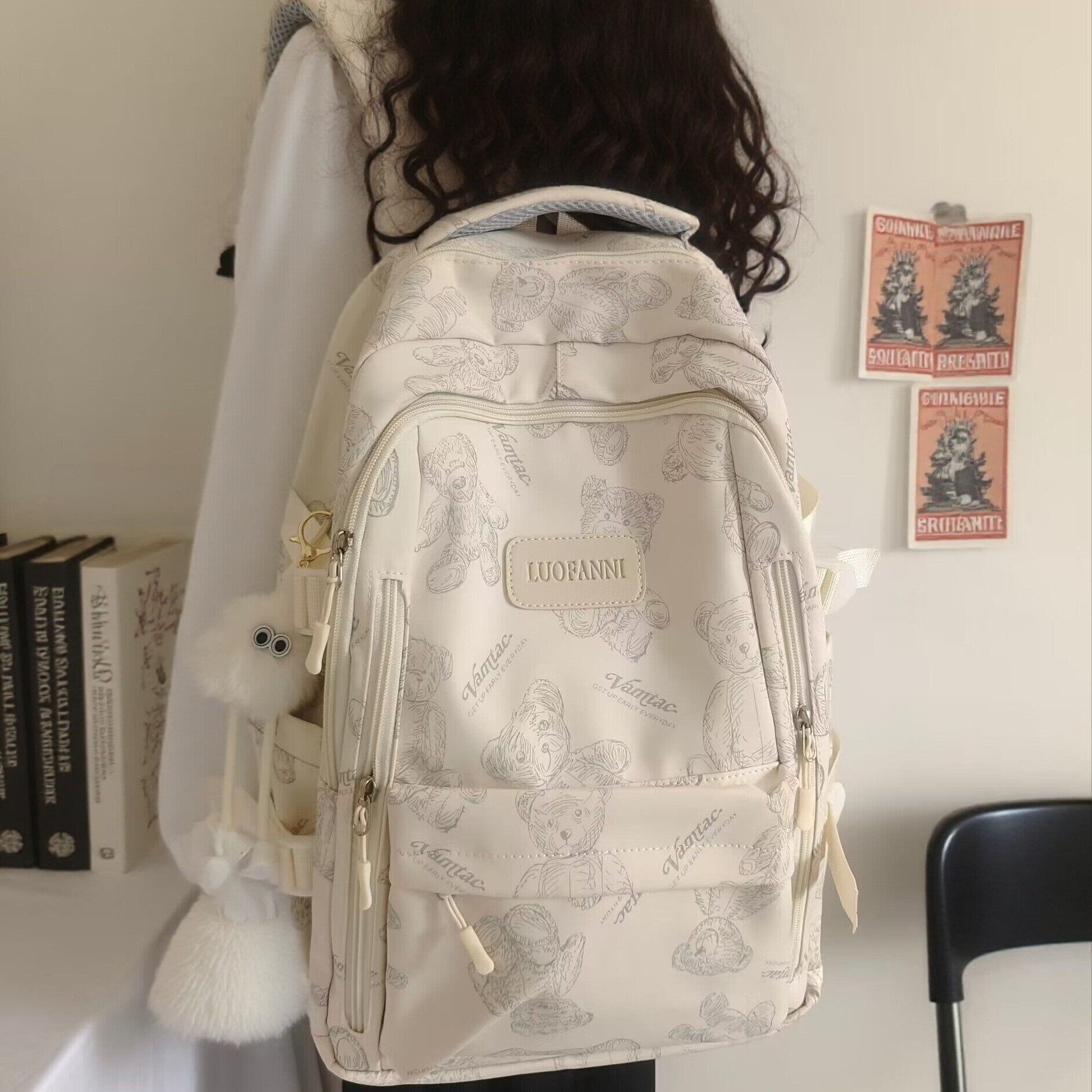 法国CavienKIon双肩包卡通少女学院书包小熊初高中小学生旅行背包