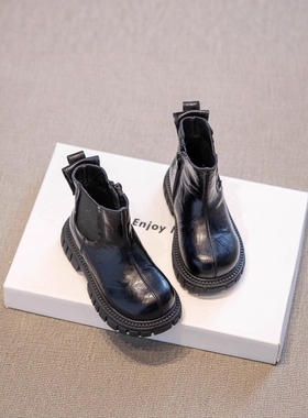 netx GJLG 女童靴子2025新款儿童短靴春秋款小女孩马丁靴黑色皮靴