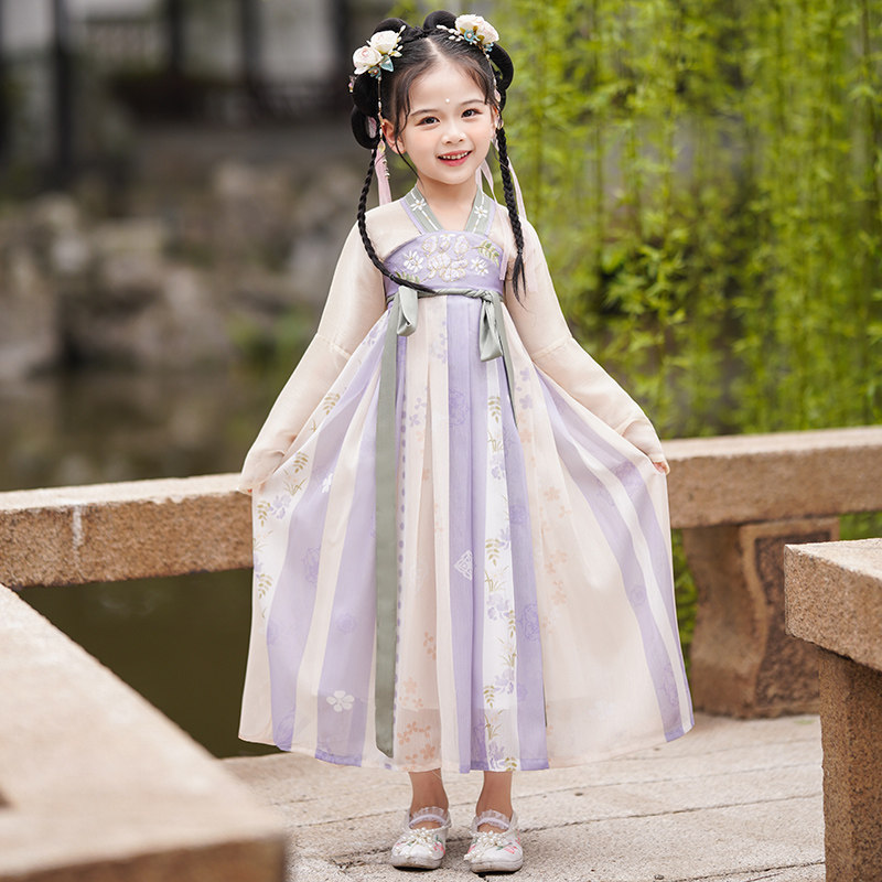 全新演出服尾货 女童汉服连衣裙中国风襦裙长袖超仙气飘逸捡漏