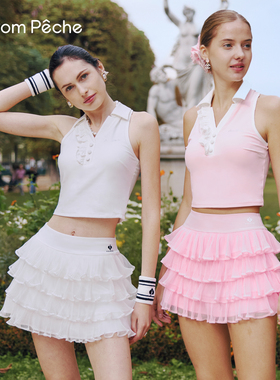 蛋糕裙网球裙含安全裤运动短裙网纱羽毛球跑步半身裙女PomPeche