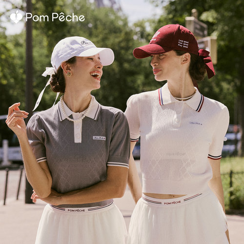 彭派奇翻领撞色女针织Polo短袖