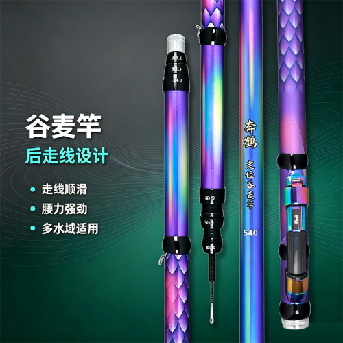 定位中通竿拍杆梭鱼杆青鱼竿甩杆抛竿19调碳素鱼竿6H中通竿鲤鱼竿
