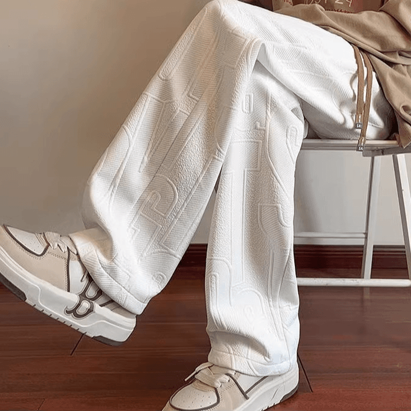 仓树一石潮牌美式重磅卫裤男秋冬季加绒加厚裤子宽松束脚休闲长裤