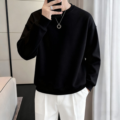 仓树一石高端品牌男士圆领卫衣2025秋冬季新款宽松休闲加绒打底衫