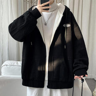 仓树一石潮牌秋冬季加绒加厚棉衣男高级感羊羔绒宽松情侣夹克外套