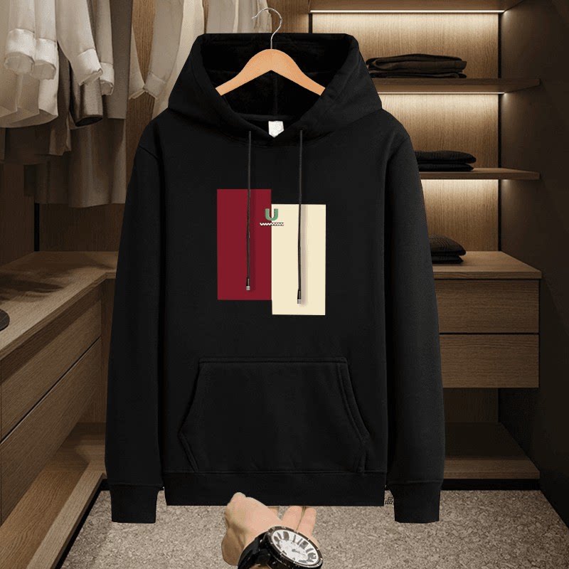 仓树一石重磅加厚黑色卫衣男潮高级感美式连帽衫秋冬款高街外套