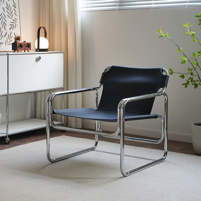 HACOSN意式轻奢马鞍皮椅子中古工业风设计师休闲椅子懒人可躺靠椅