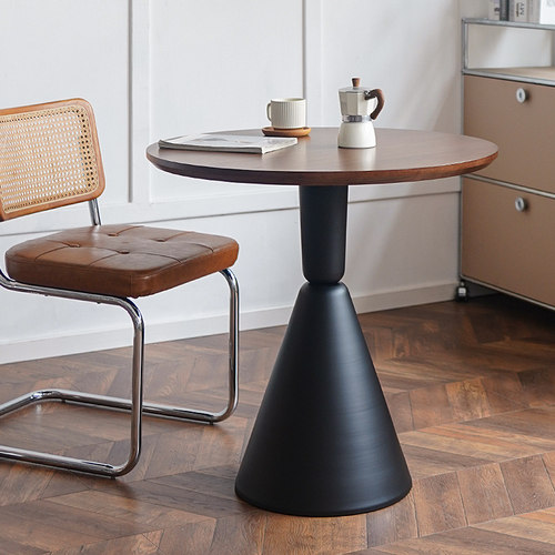 HACOSN北欧实木餐桌圆桌奶茶店桌