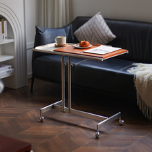 北欧沙发边几可移动茶几升降琴谱架电脑桌中古实木角几床头小桌子