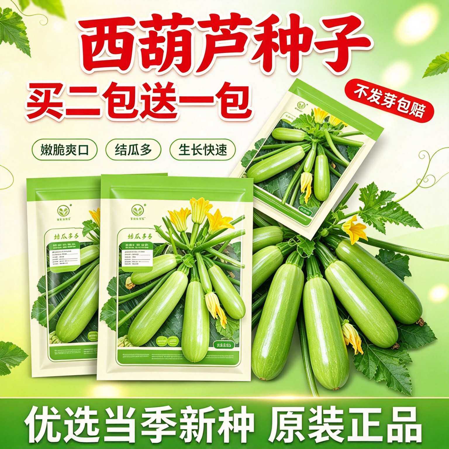 【买二送一】西葫芦种子茭瓜种子室外阳台盆栽春秋易种植蔬菜种子