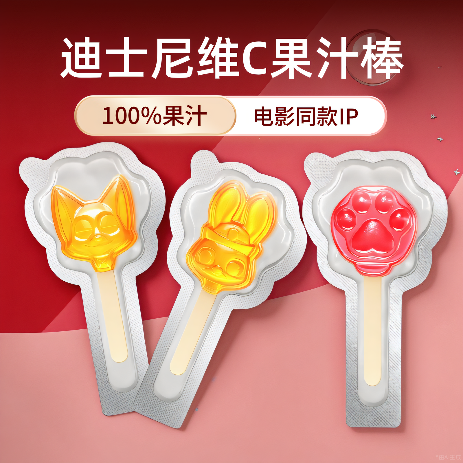 【U先试用】新期天馋嘴小零食疯狂动物城儿童糖果维c果汁棒棒糖