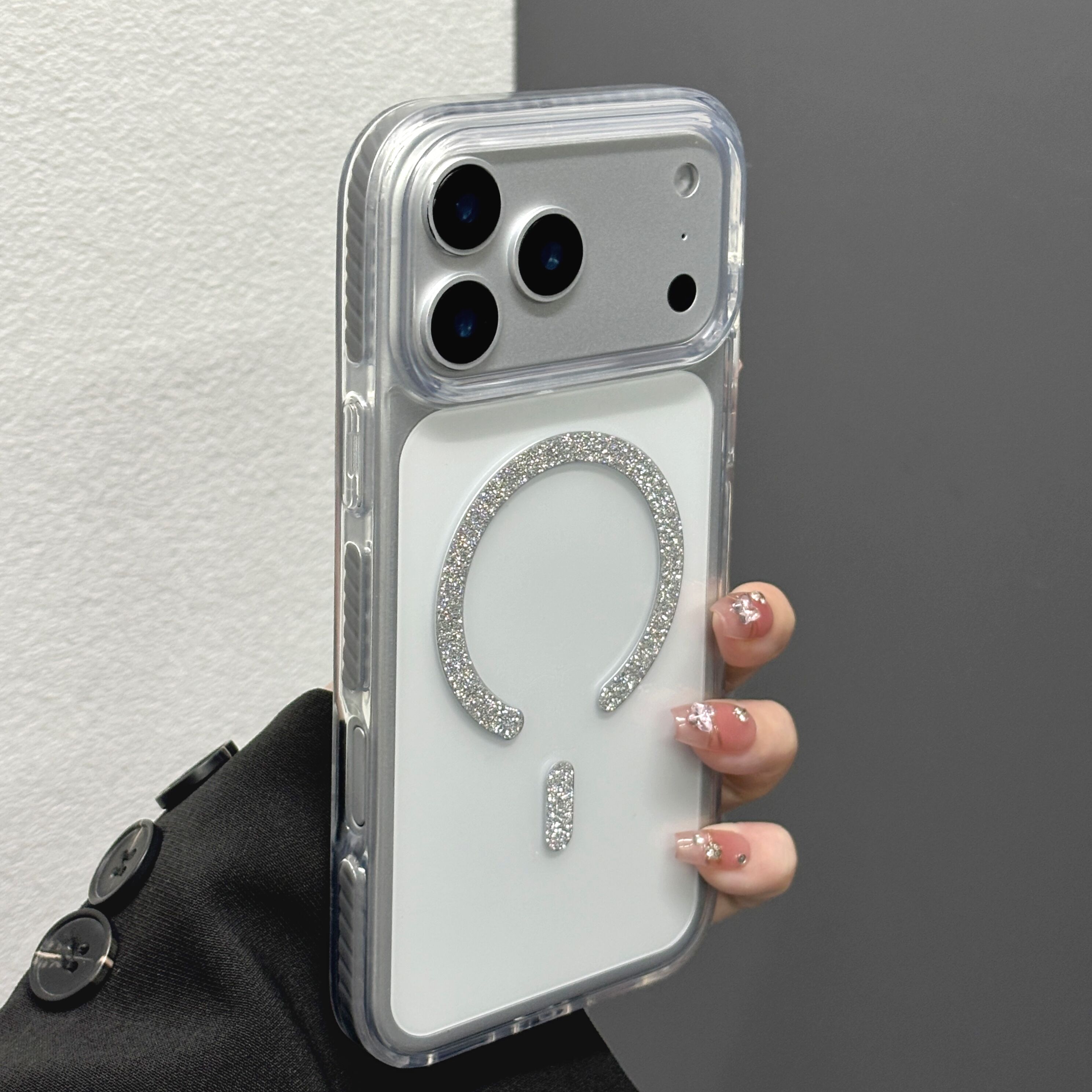 闪粉磁吸透明防摔手机壳