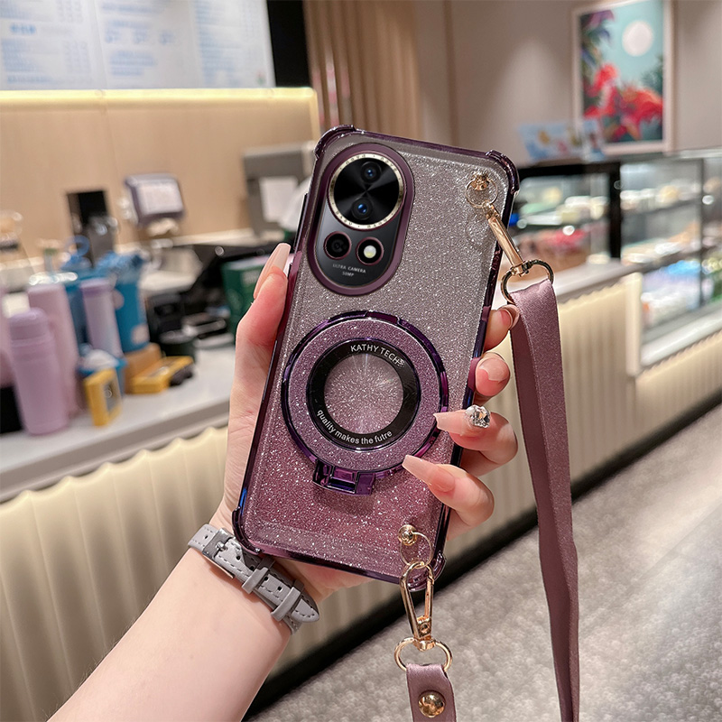 四角气囊防摔斜挎挂绳闪粉