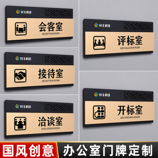 公司办公室门牌接待洽谈签约室标识牌开标评标室科室牌总经理会议室门口牌子财务室销售部门亚克力标志牌定制