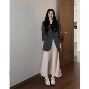 西服 外套女高级感oversize设计感小众韩版 2025年早春灰色新款 西装