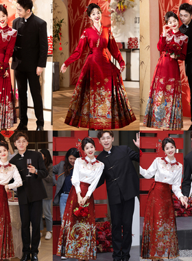新中式红色马面裙敬酒服国风汉服套装小个子2026新款结婚订婚礼服