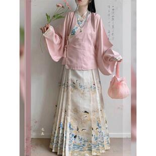 琵琶袖 明制汉服刺绣女交领短衫 马面裙秋冬现货 鹤袅袅 原创