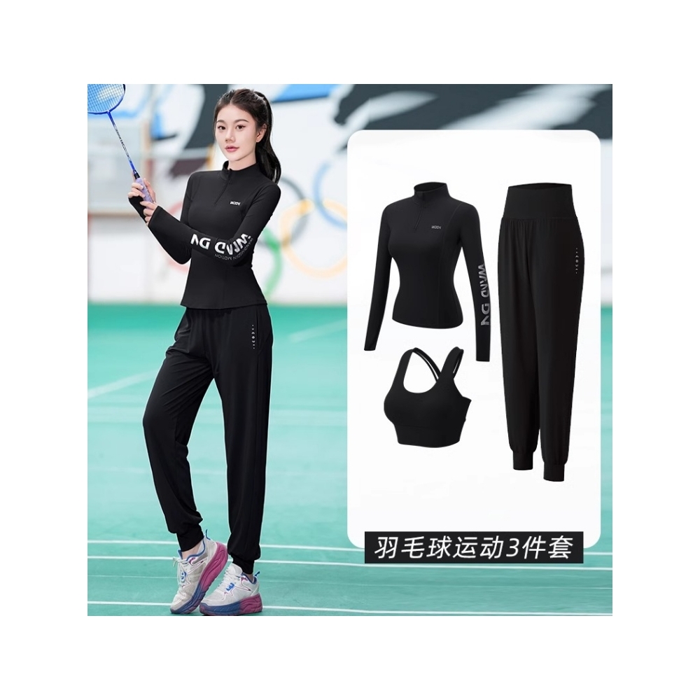 Next Lori健身衣服女套装羽毛球服长袖网球运动跑步速干衣瑜伽服