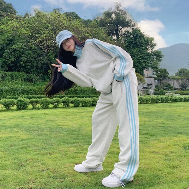 英国DGKP卫衣运动服套装女春秋学生宽松韩版慵懒风跑步休闲两件套