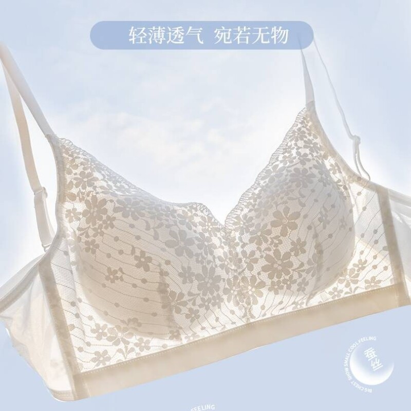 维多利luccery亞桑蚕丝真丝内衣~ 无钢圈超薄~透气蕾丝文胸