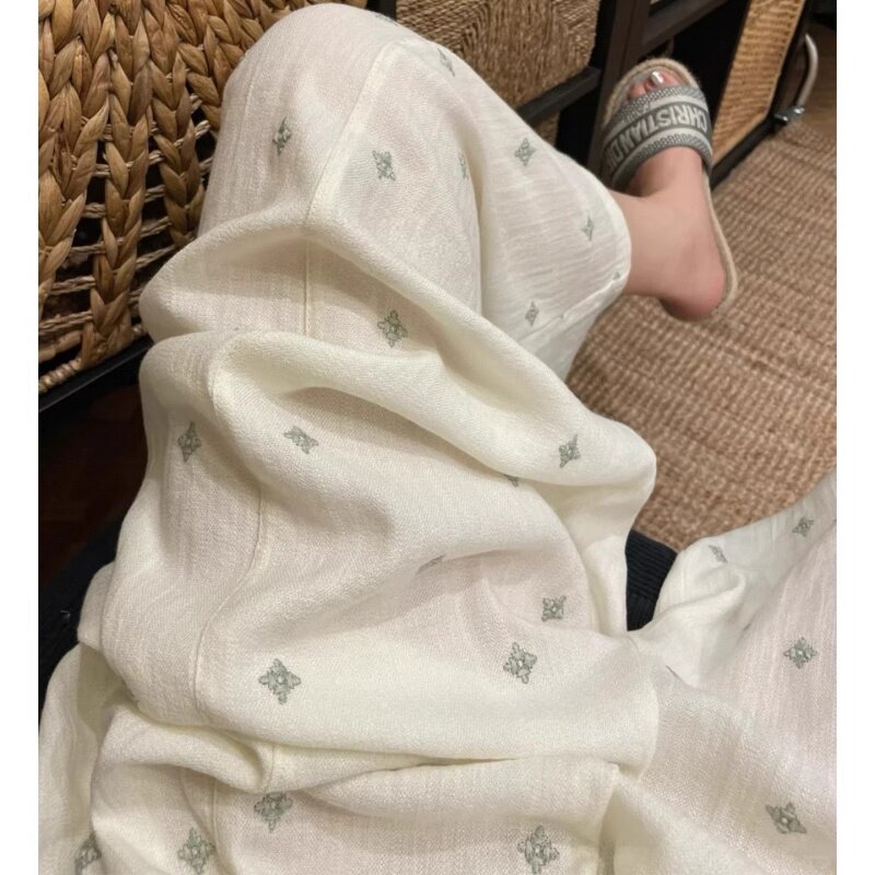 韩国Uamtor轻薄凉凉裤女夏季棉麻裤子宽松慵懒风松弛感亚麻阔腿裤