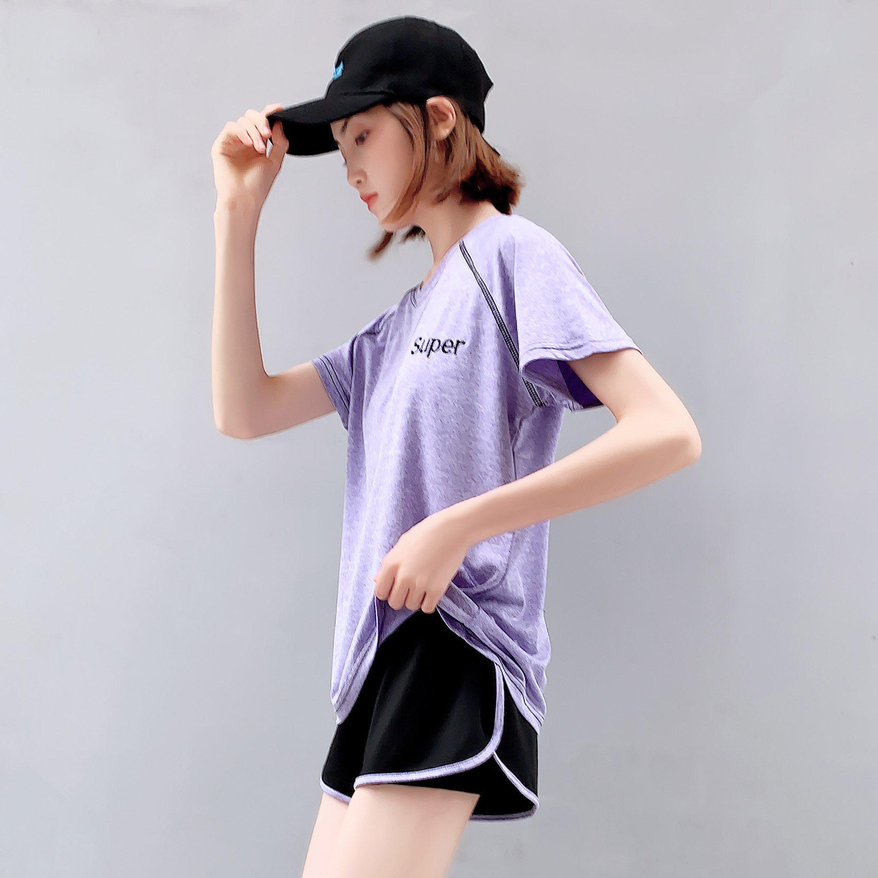 MDCW米兰风运动套装女夏季套装女短袖健身房户外运动跑步速干衣