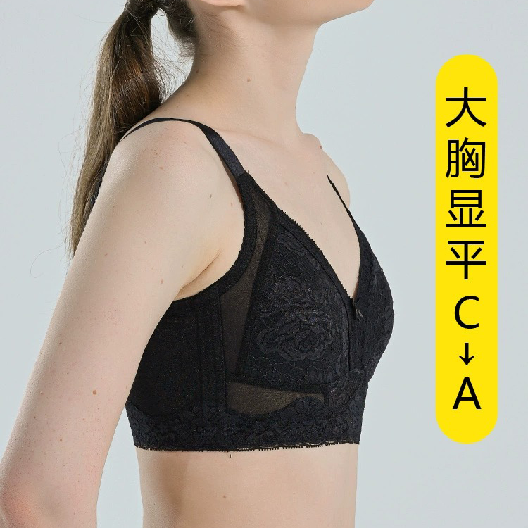维多利亞大胸显小内衣女束胸收副乳无钢圈超薄全罩杯薄款大码文胸