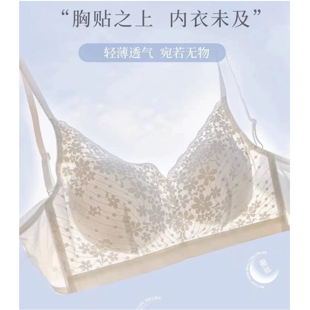 维多利亞全透气网纱桑蚕丝真丝内衣女无钢圈超薄~透气蕾丝文胸罩