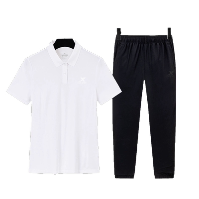 特步运动套装polo衫女春