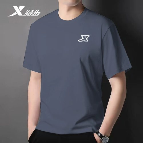 特步短袖男纯棉运动上衣