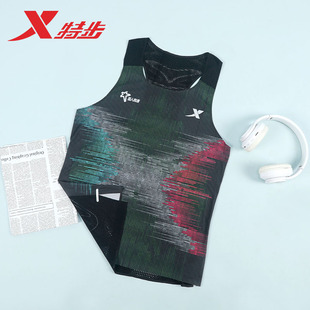 特步国人竞速跑步背心吸湿速干抗菌专业马拉松运动无袖跑步T恤男